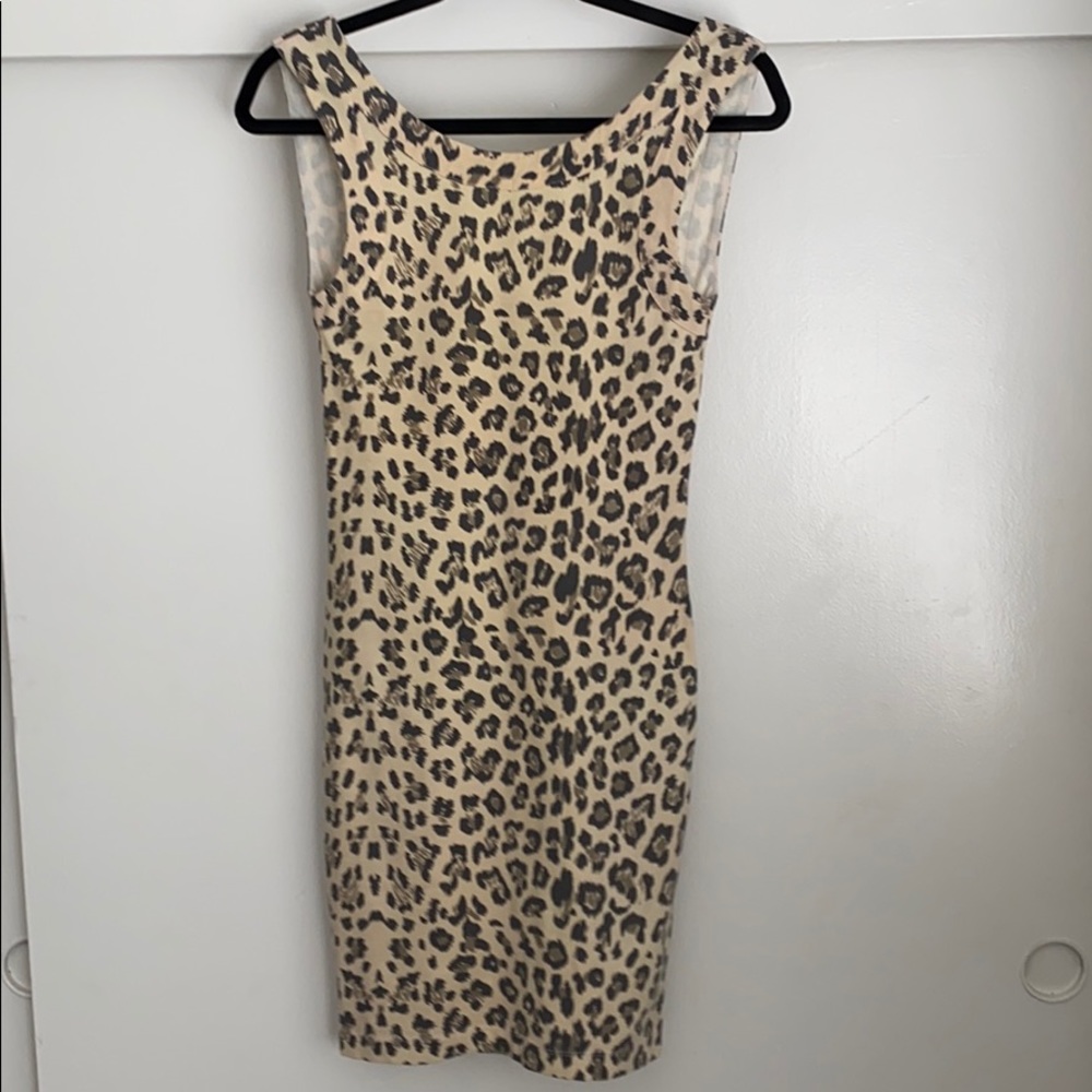 Cotton stretch body con leopard dress